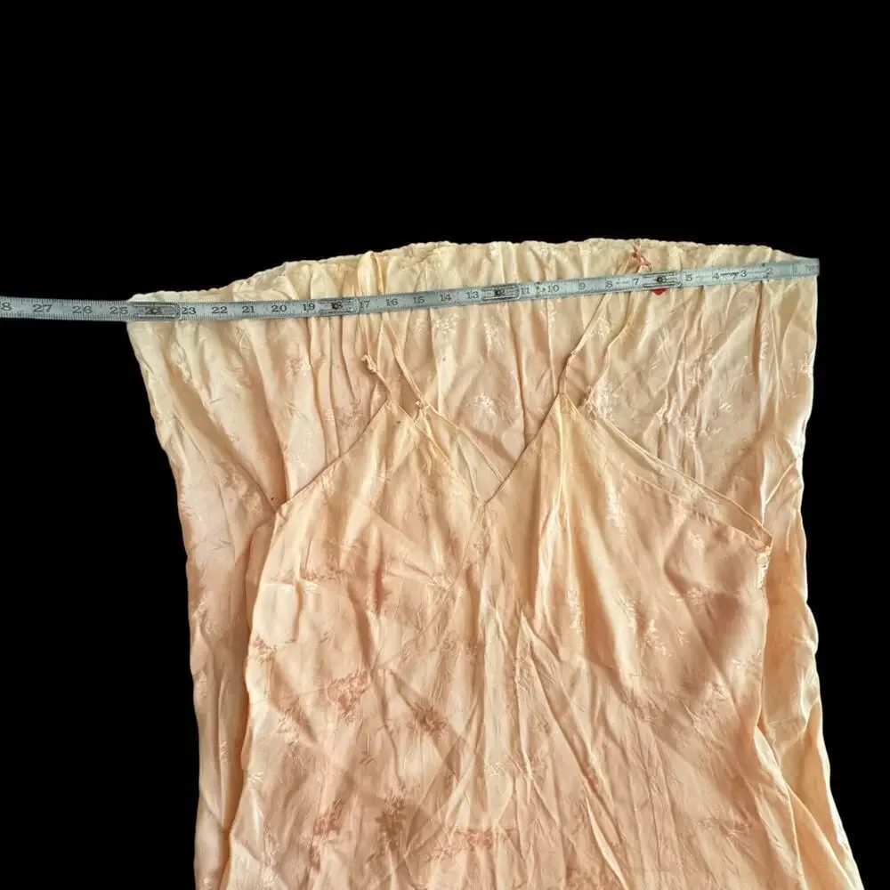 1930’s Cream Orangle Bias Cut Slip Dress Nightgown Floral Embossed Vintage READ - Picture 7 of 16